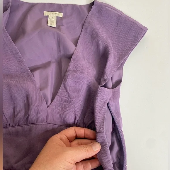 J. Crew Silk Lavender Sleeveless V-Neck Dress Sz 4p - Picture 7 of 7